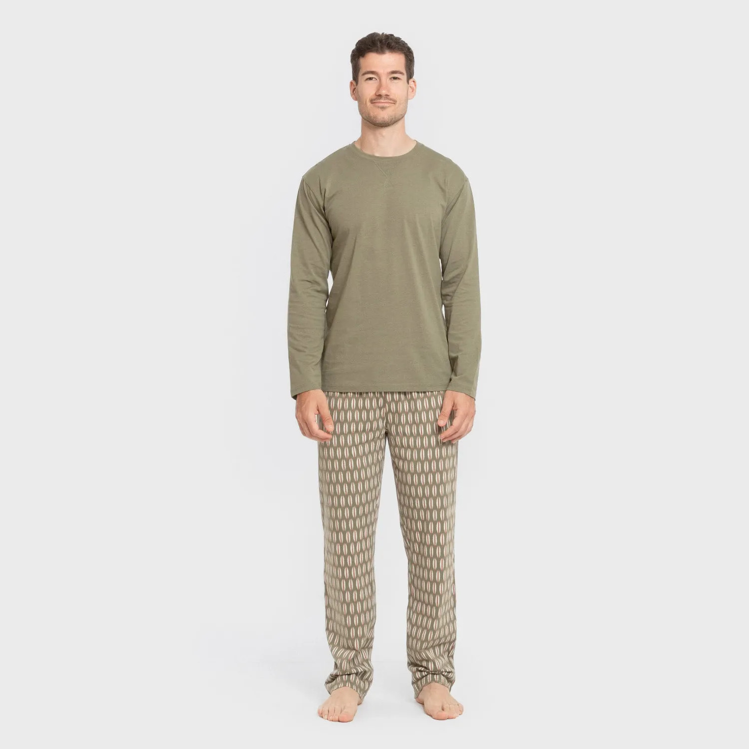 Pigiama lungo in cotone da uomo arpani verde