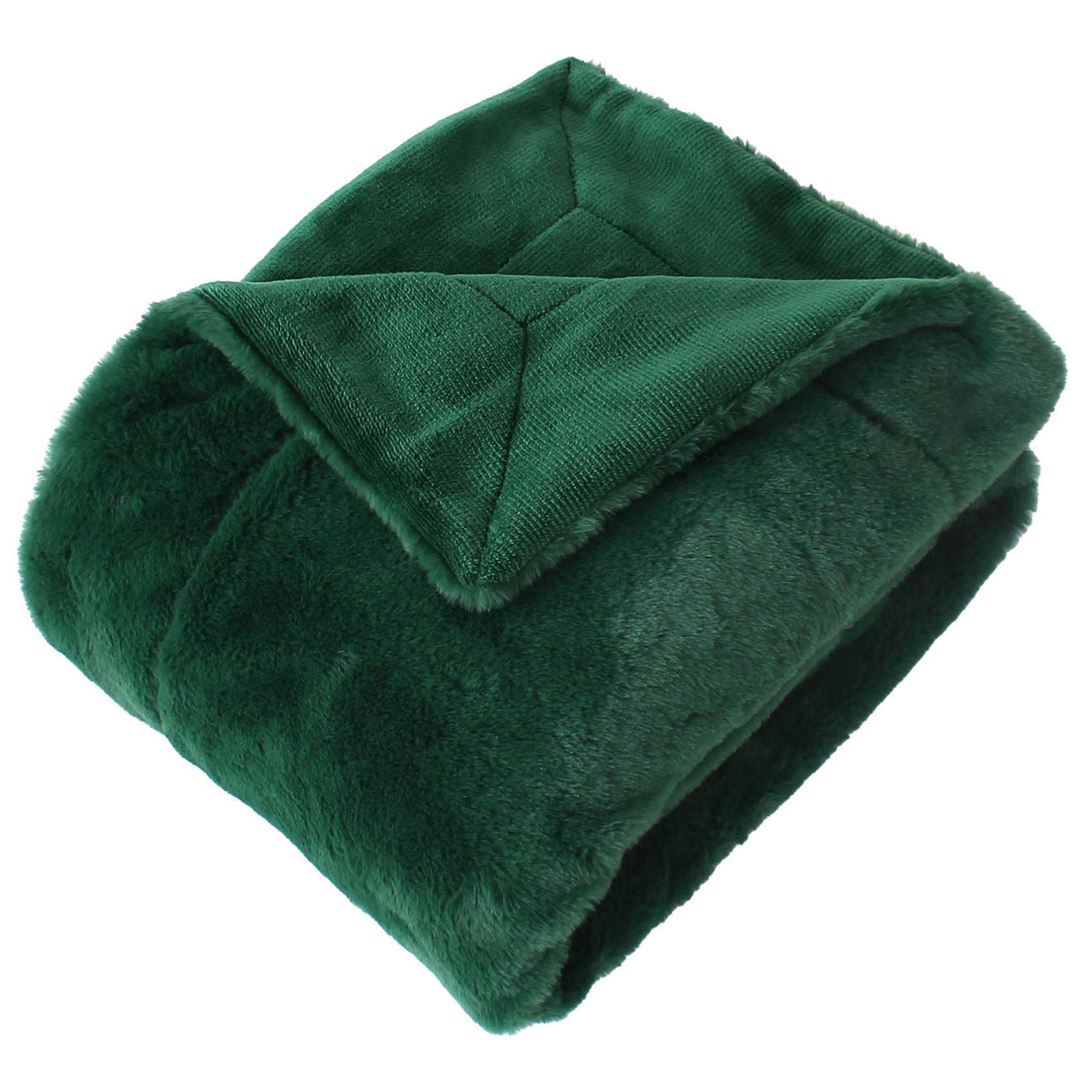 Plaid imitation fourrure double face flanelle - Vert