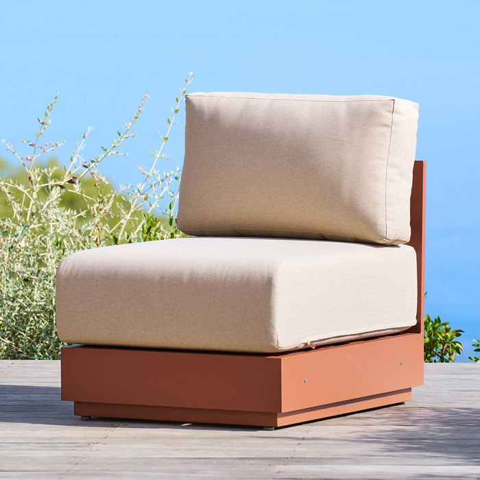 Chauffeuse de jardin Allure beige/acajou déhoussable