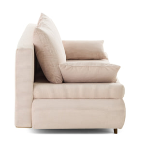 Larson - canapé droit 3 places convertible avec coffre en velours côtelé - Beige