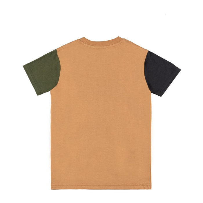 Camiseta de manga corta Leone 1947 con bloques de color y logo grande para niños