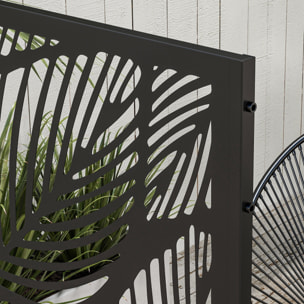 Panneau brise vue décoratif paravent extérieur motif végétal métal noir