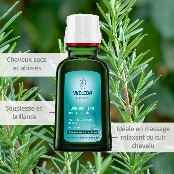 WELEDA - Duo Huile capillaire nourrissante  - Nourrit les cheveux abîmés -  Vegan* - Certifié Natrue** - Flacon 50 ml x 2