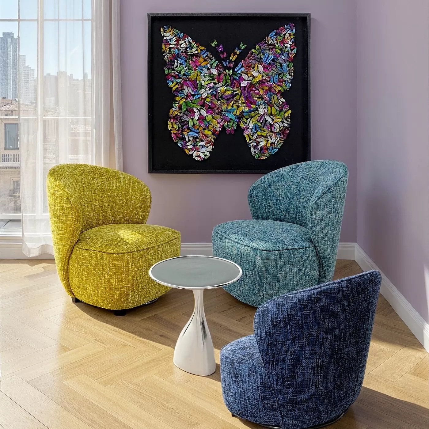 Fauteuil pivotant Ellie jaune Kare Design