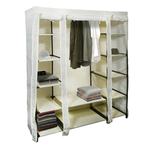 Armario Plegable de tela polar gris 135x45x175cm - Con 12 estantes, Portátil y resistente