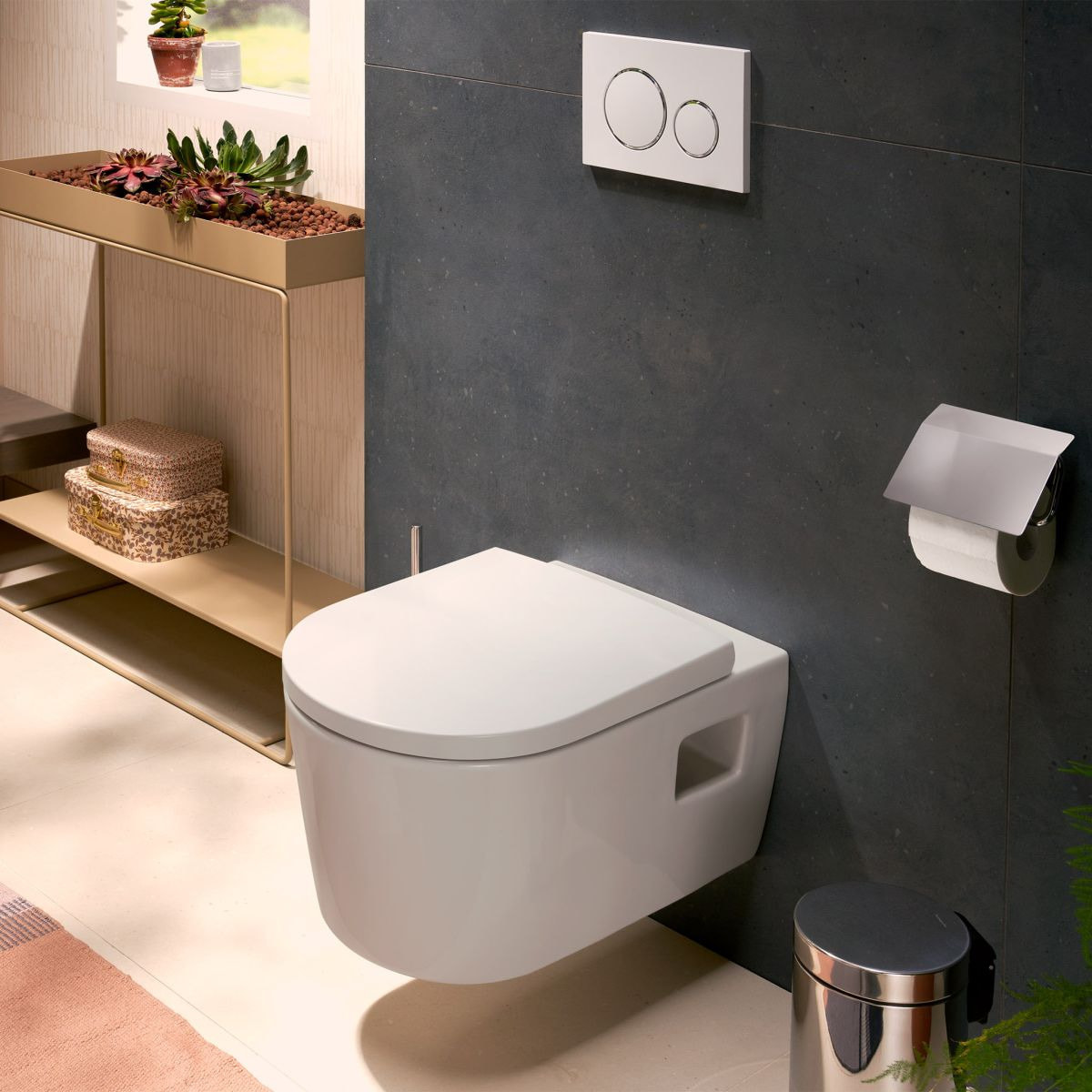 V-Fix Core Pack WC bâti-support + WC sans bride Hansgrohe EluPuraS + Abattant SoftClose + Plaque chrome (VFIXPURA8)