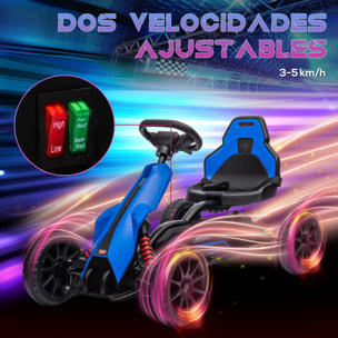 Go Kart Coche Eléctrico para Niños de 3 a 8 Años Kart con Batería 12V Velocidad Ajustable 3-5 km/h y Cinturón de Seguridad Carga 30 kg para Exterior 100x58x58,5 cm Azul