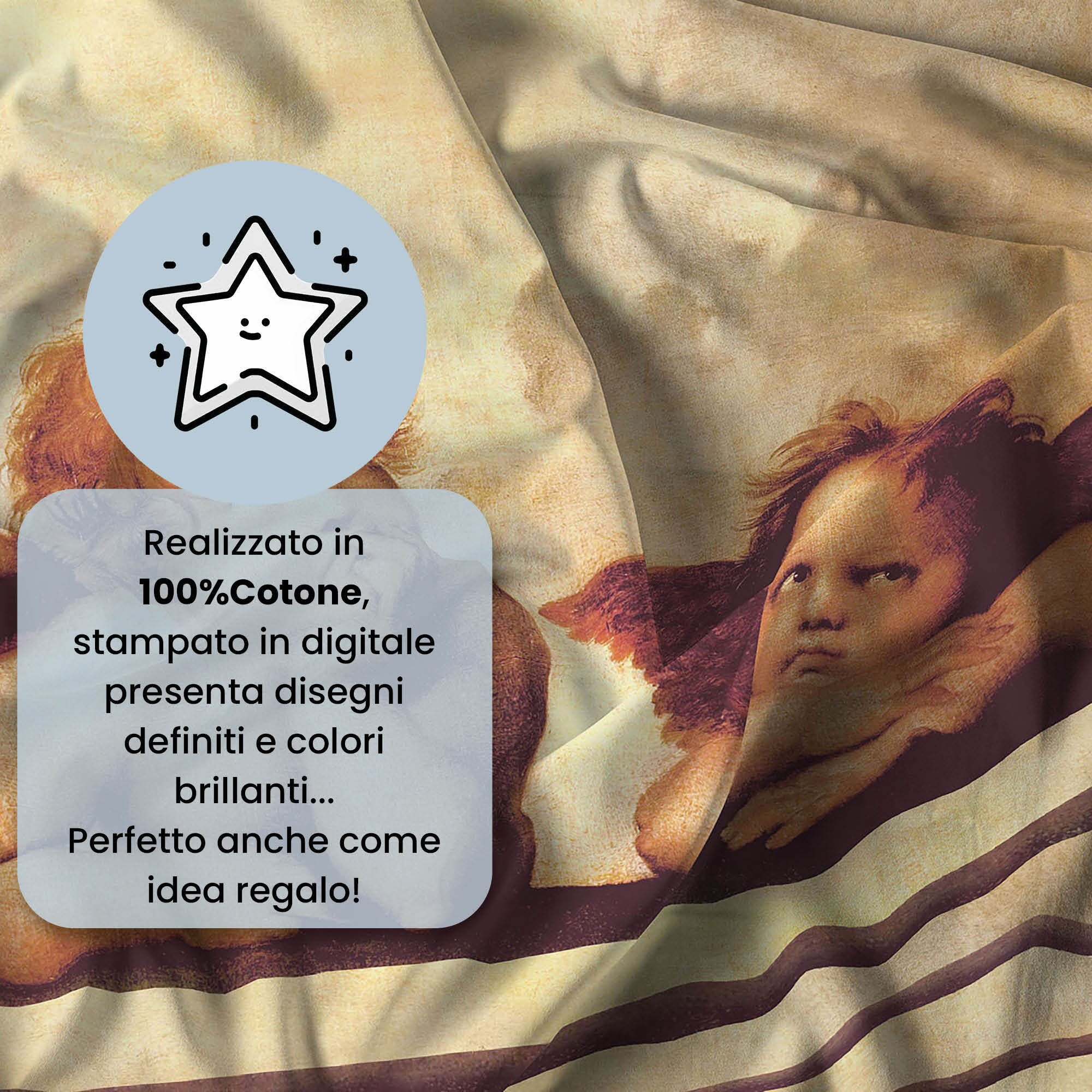 PARURE COPRIPIUMINO SOGNI D'AUTORE, Stampa Digitale, 100% Cotone, Made in Italy - 59