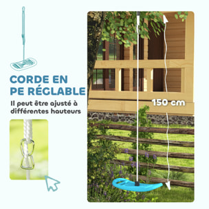 Balançoire enfant - siège balançoire - corde réglable, mousquetons - max. 70Kg - PE bleu