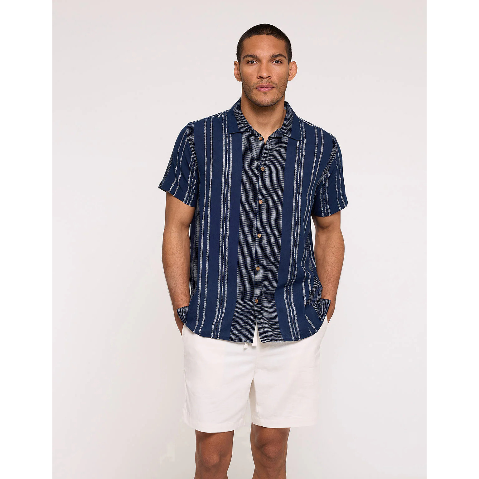 Camisa a Rayas Azul Marino - Linito