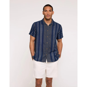 Camisa a Rayas Azul Marino - Linito