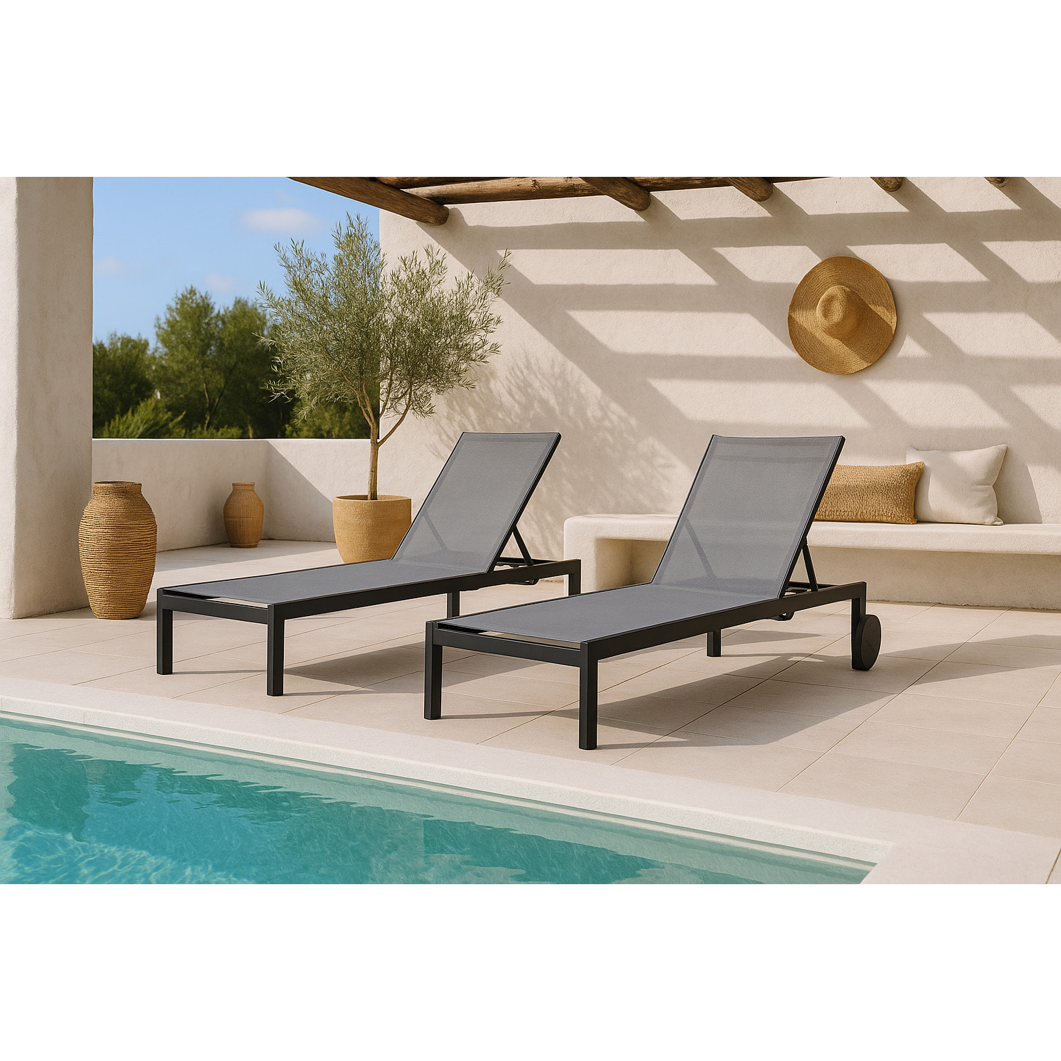 Tumbona – Aluminio y textilene gris