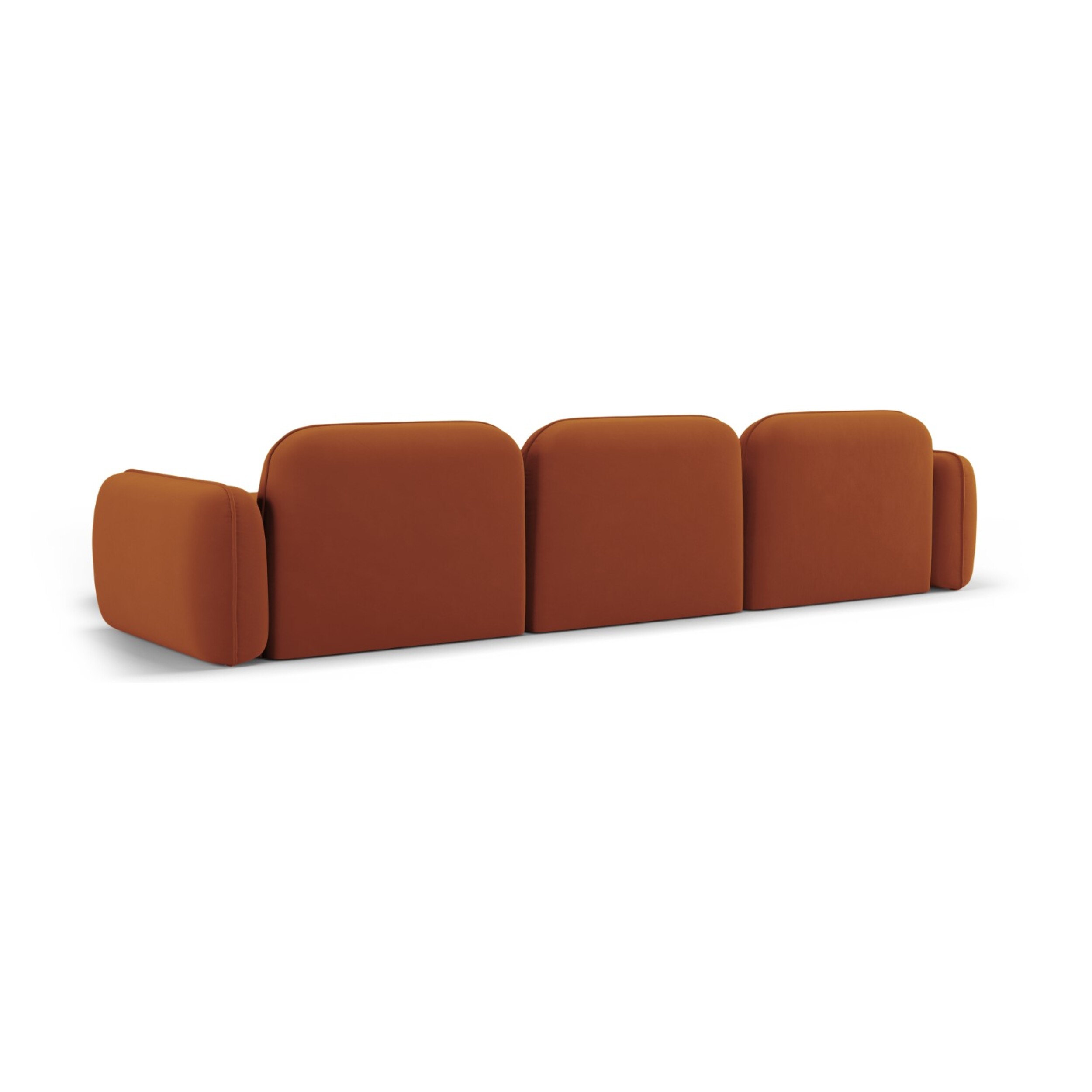 Canapé d'angle droit modulable "Lucien" 4 places en velours terracotta