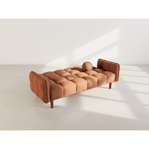 Adam - Canapé convertible clic-clac 2 places en tissu texturé - Terracotta