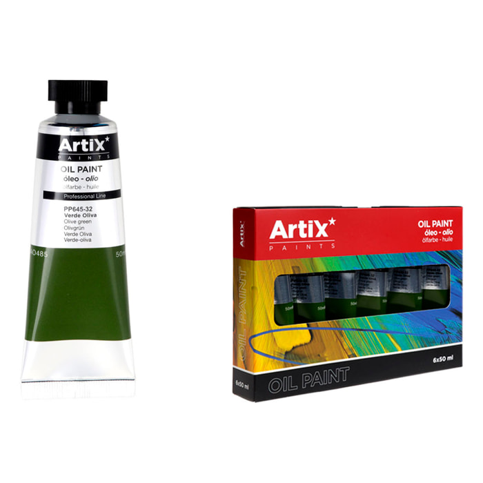 Pack 6 Uds. PINTURA AL ÓLEO EXPERT 50 ml VERDE OLIVA