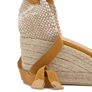 Sandalia de cuña Bilina estilo peep-toe en algodón orgánico lavado