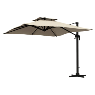 Parasol déporté carré 3 x 3 m – Rotatif 360° – Manivelle