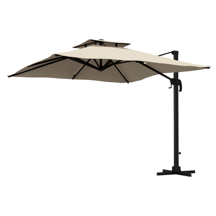 Parasol déporté carré 3 x 3 m – Rotatif 360° – Manivelle