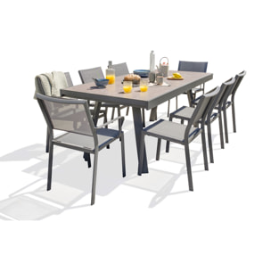 STOCKHOLM - Ensemble repas de jardin 8 places en céramique sur verre