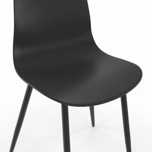 Chaises Nala noires et pieds métal - lot de 6