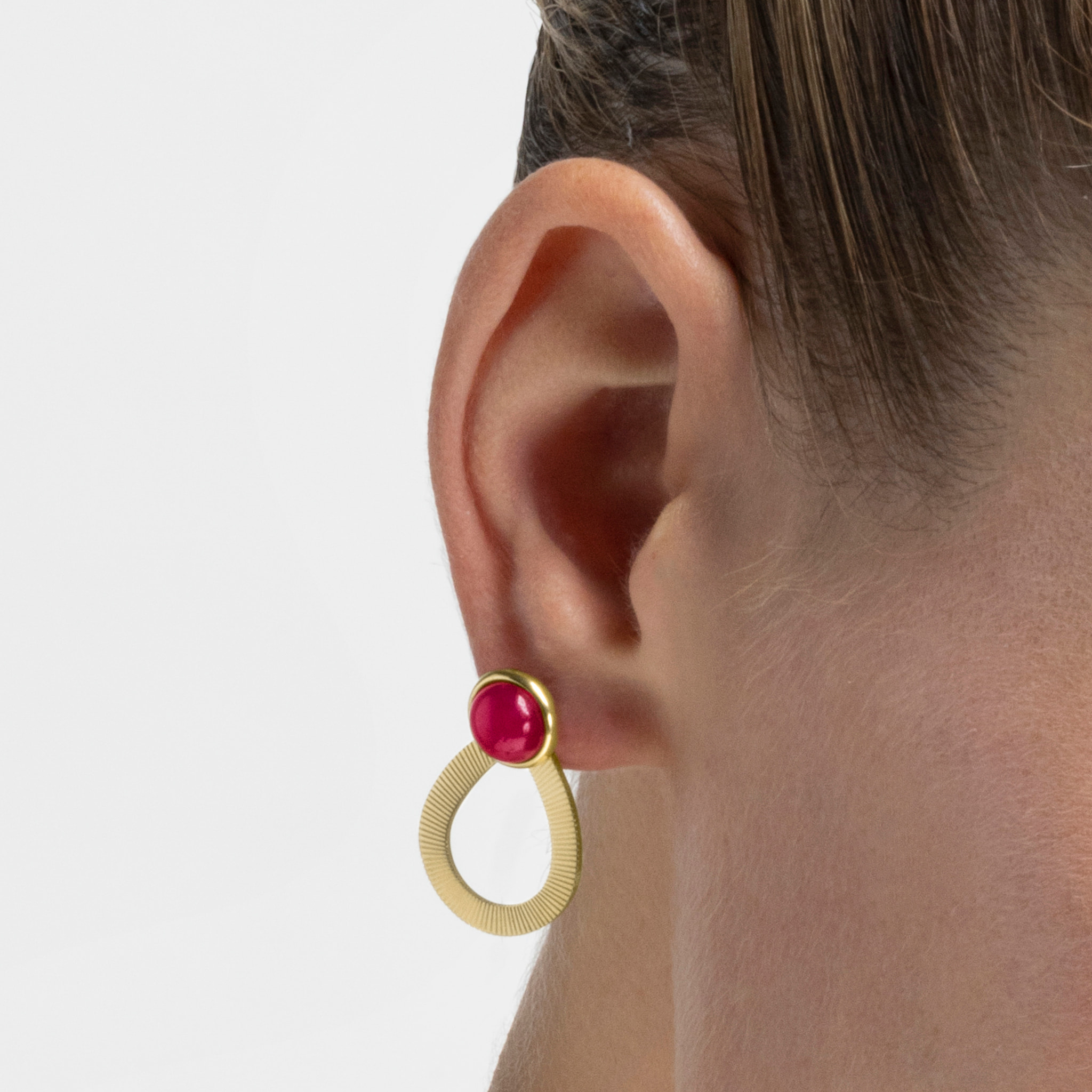 Pendientes con Agata Rosa acabado oro 18k