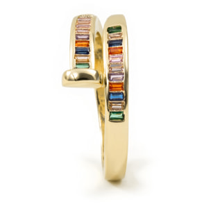 Anillo de Aleación de Metal y Circonita Multicolor acabado en oro amarillo de 18k