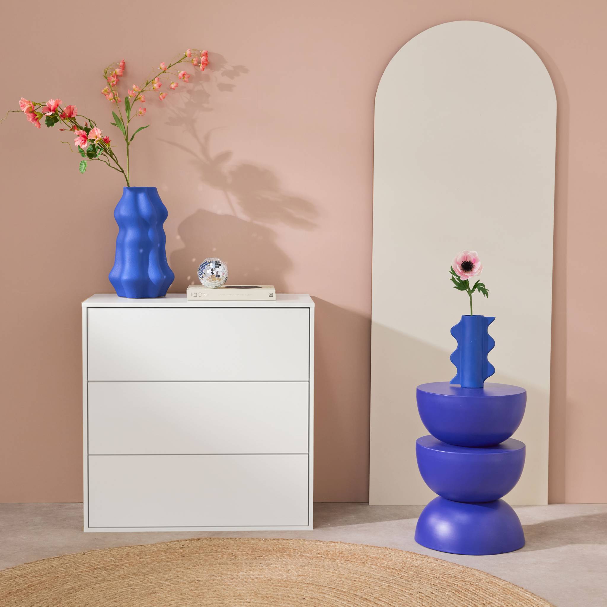 Commode. module de rangement décor bois blanc 3 tiroirs - Kompo