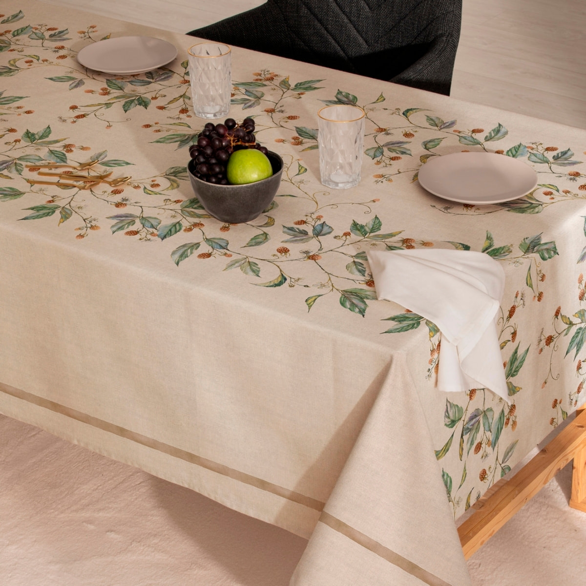 Nappe anti-tâches lin combiné imprimée MISANA SIENA