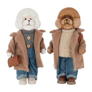 J-Line figurine Caniche Manteau + Sac - polyrésine - mix - large - 2 pièces