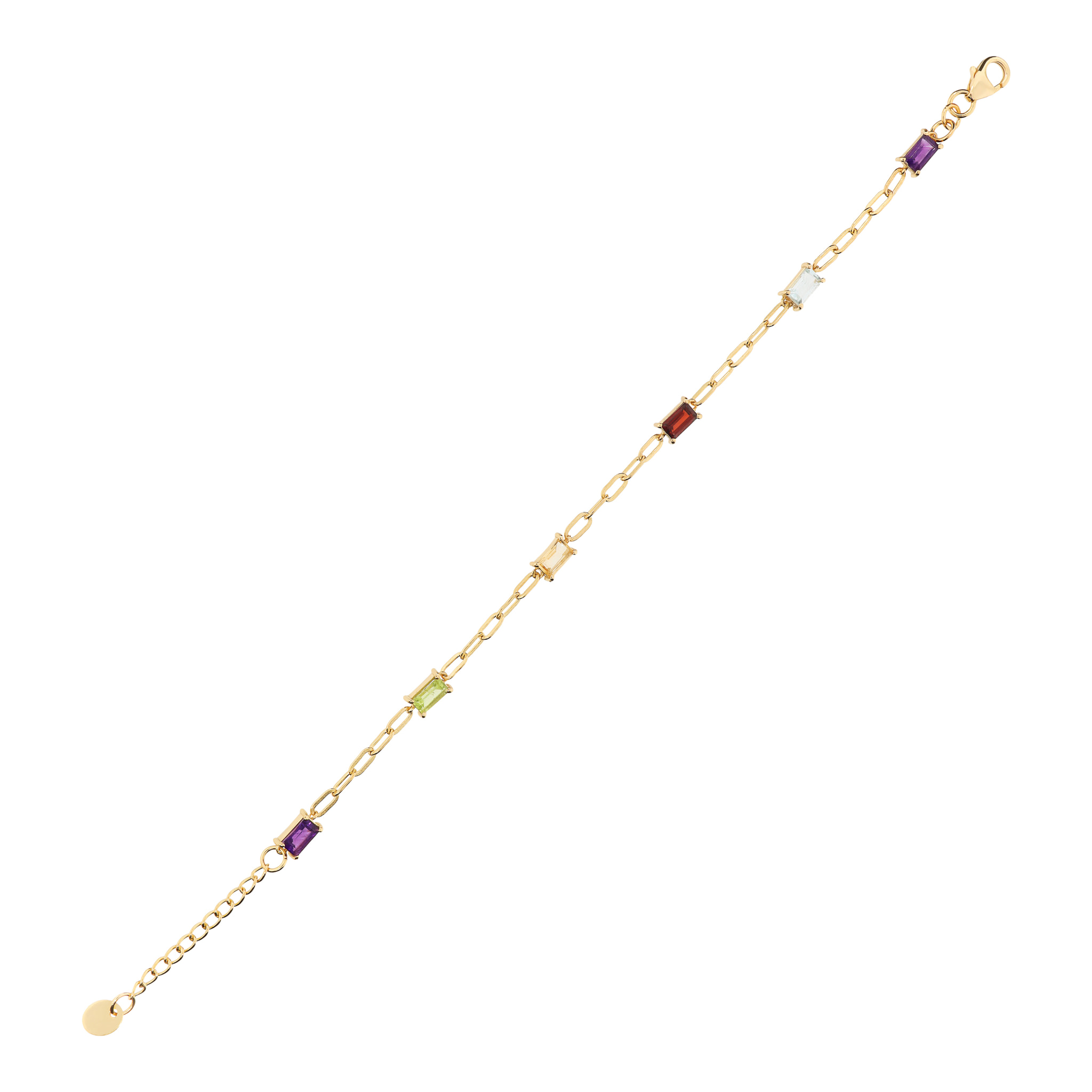 Bracciale in Argento 925 placcato Oro Giallo 18Kt con Pietre Naturali Sfaccettate