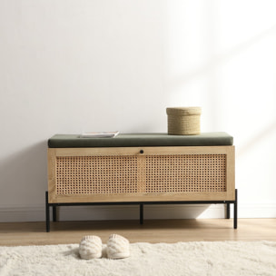 Banc d'entrée avec rangement en bois et cannage - IRIS