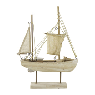 J-Line Bateau décoratif - corde/bois - naturel