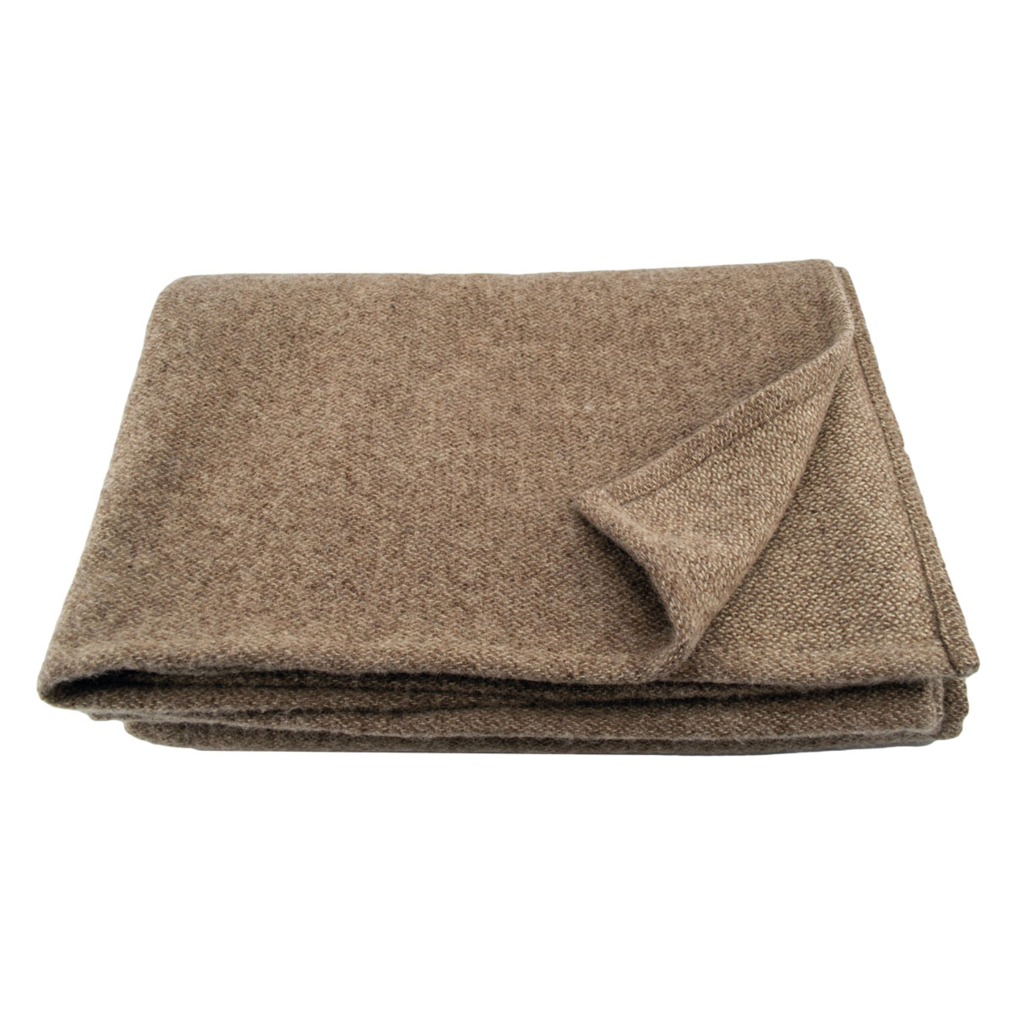 Couverture laine véritable - Marron Clair