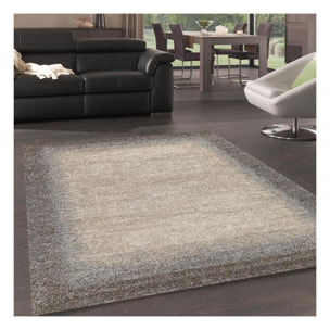 tapis salle à manger 200x290 tissé marron rectangle motif faux uni UNILEGANT