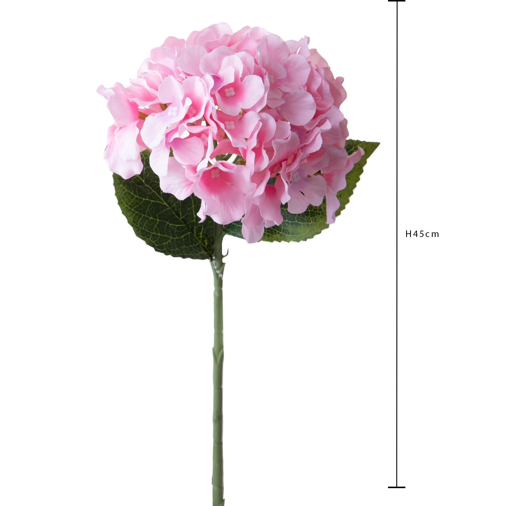 Ortensia Sing. 45 Cm - Pezzi 12 - 15X45X15cm - Colore: Rosa - Bianchi Dino - Fiori Artificiali