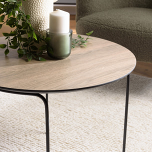 FLEUR - Table basse ronde 60x60cm, couleur mocha, pieds métal noir