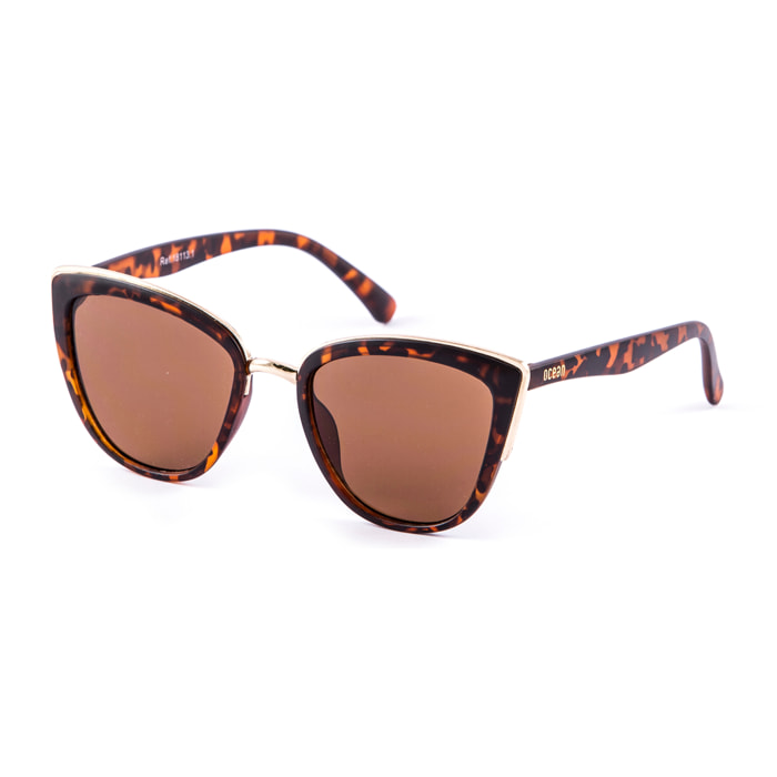 Gafas de sol OCEAN CAT EYE - Carey mate y metal dorado brillante / Plana de pc marrón