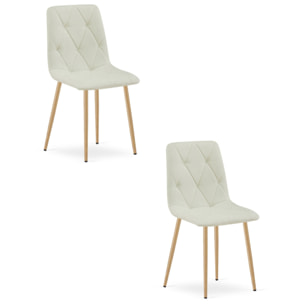 Set di 2 sedie Libra in tessuto beige e gambe effetto legno