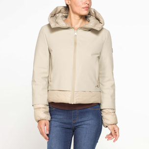 GIUBBINO CORTO CON CAPPUCCIO IN DOPPIO TESSUTO