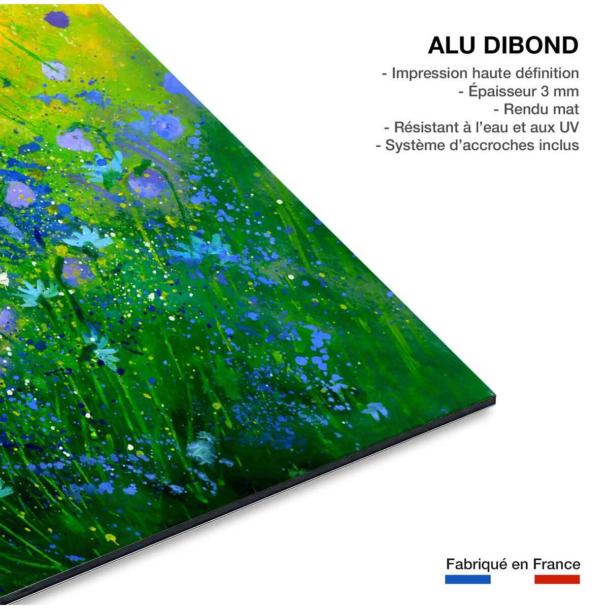 Tableau bouquet de fleurs bleues Tableau alu Dibond