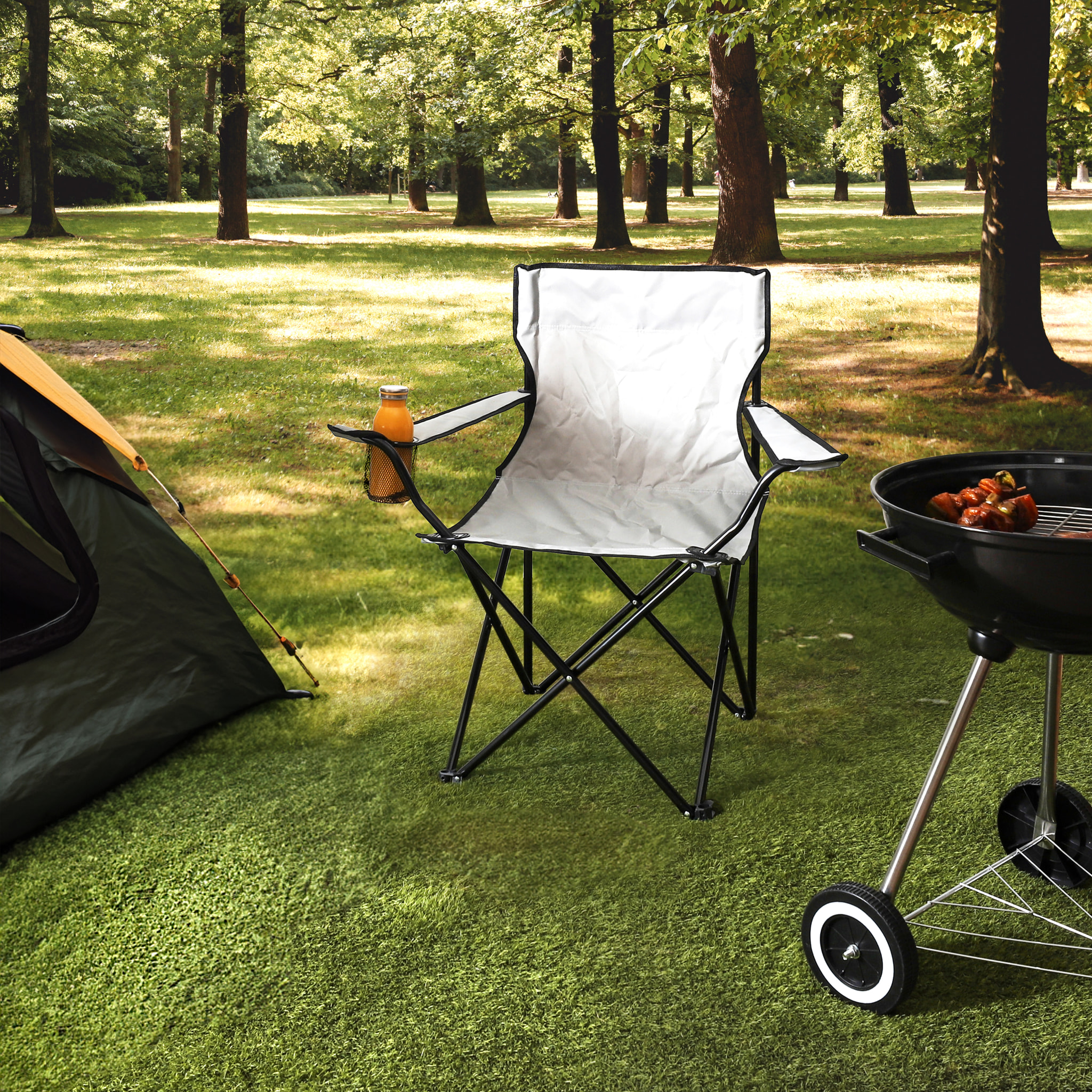 Fauteuil Camping Pliant Gris - Lot De 8