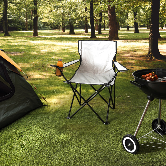 Fauteuil Camping Pliant Gris - Lot De 8
