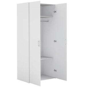 Armadio Multiuso Con 2 Ante Battenti Armadietto Design Moderno Salvaspazio Vano Con Barra Appendiabiti E Ripiani 77.6 x 49.52 x 175.4 Cm Bianco