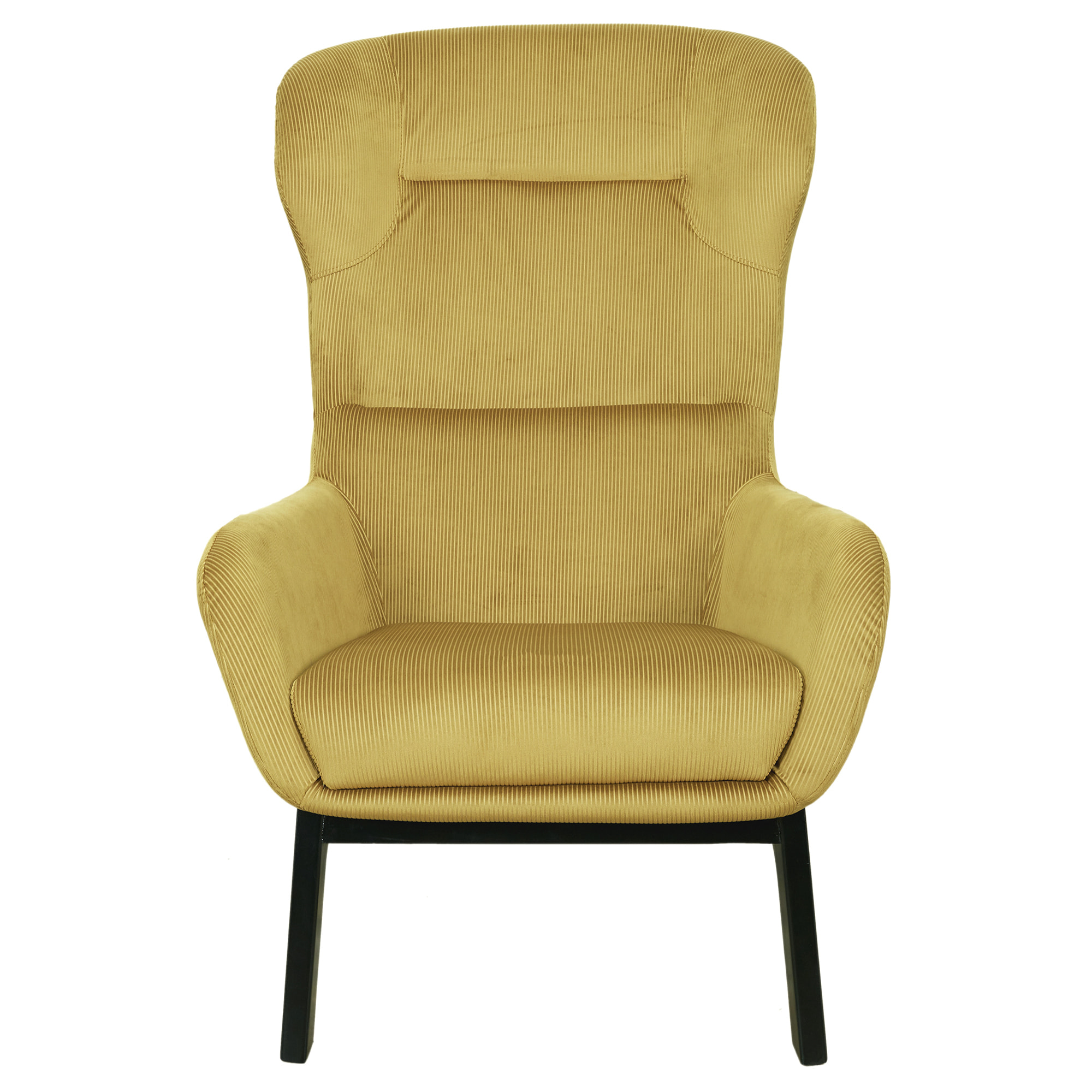 Fauteuil Velours Cotele Roma Jaune Moutarde