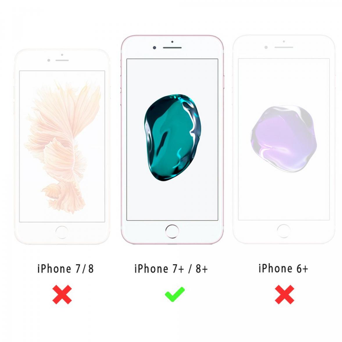Coque iPhone 7 Plus/ 8 Plus effet cuir grainé noir No Filter rose et fushia Design La Coque Francaise