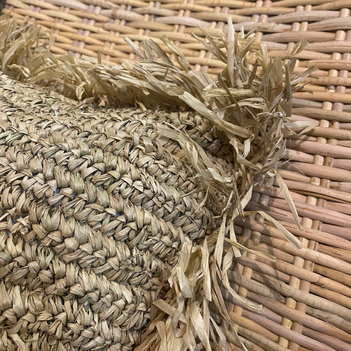 Coussin en raphia avec franges 40cm SYROS