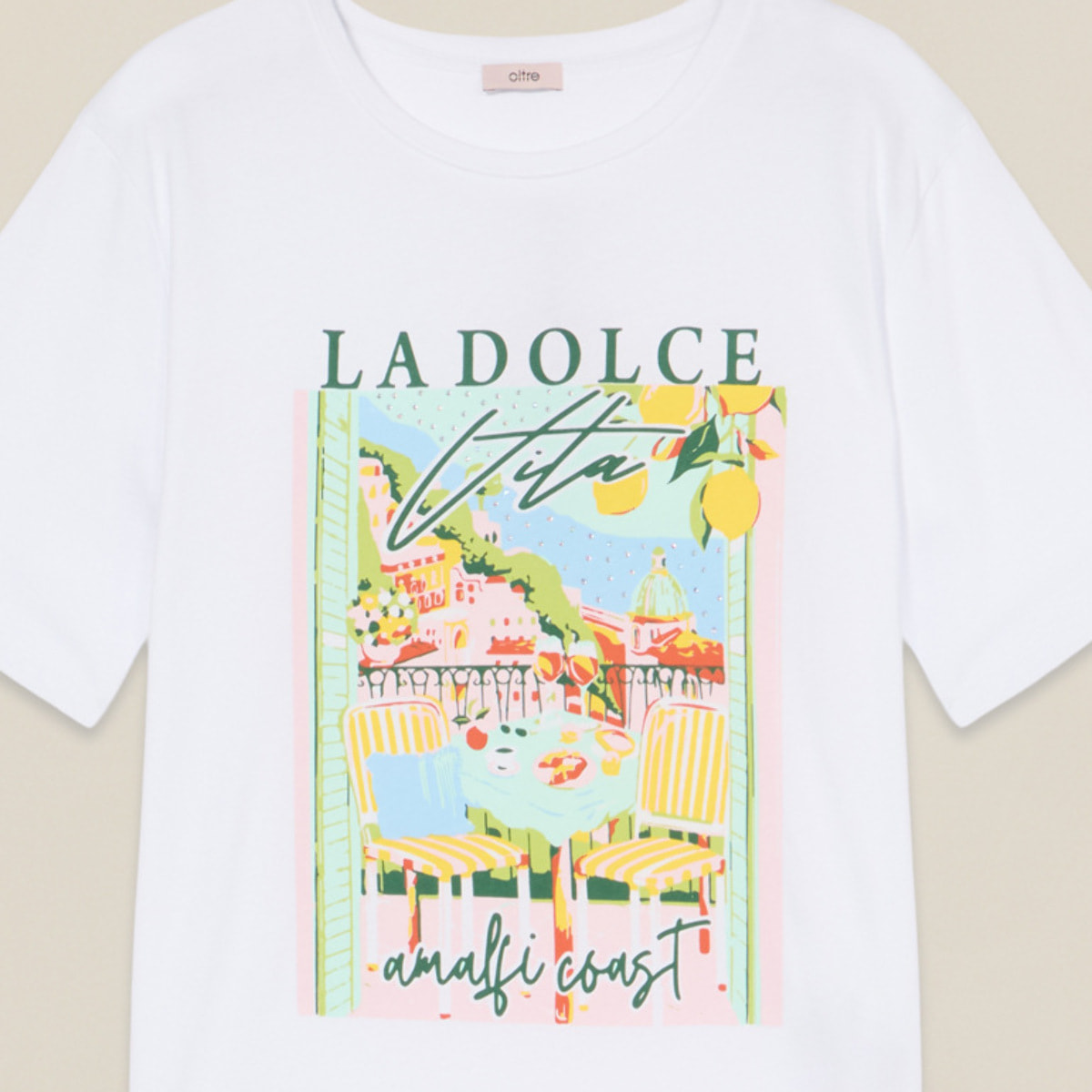 Oltre - Camiseta de punto jersey con estampado - Verde