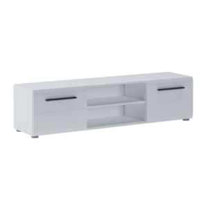 Mobile Porta TV Con Maniglie Nere Con 2 Ante E 2 Ripiani Aperti Design Moderno per Soggiorno Adatto A TV fino a 65 Pollici 160 x 40 x 39,6 Cm Bianco
