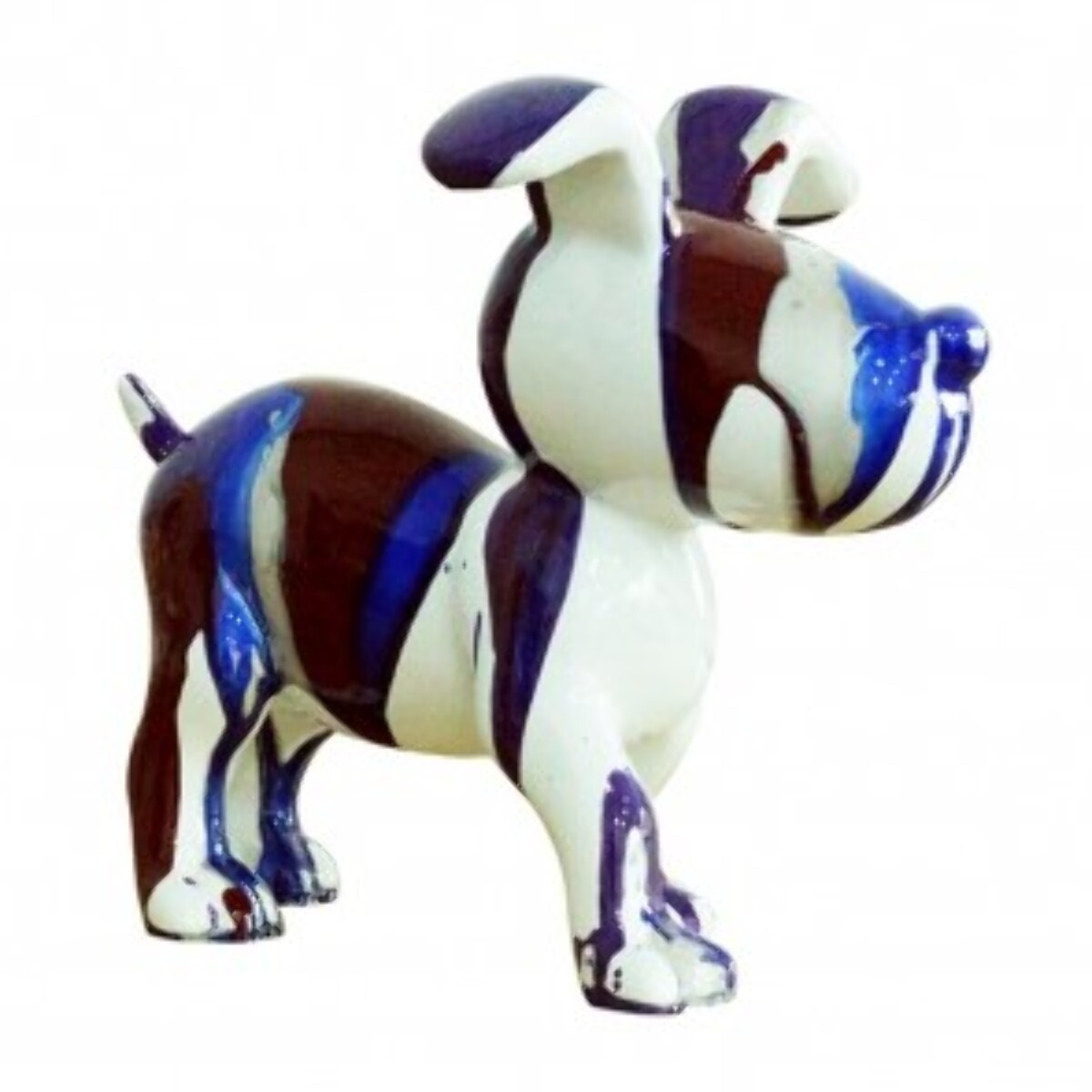 Statuette chien bleu et marron en résine H14cm - WHITE SNOOP