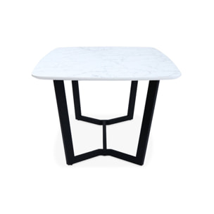 Table à manger 4 à 6 places effet marbre. pieds métal noir. 120cm
